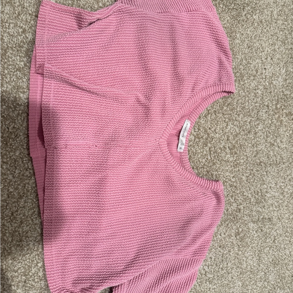 Altar'd State Pink Ribbed Knit Top